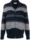 Brunello Cucinelli Striped Pattern Cardigan In Blue