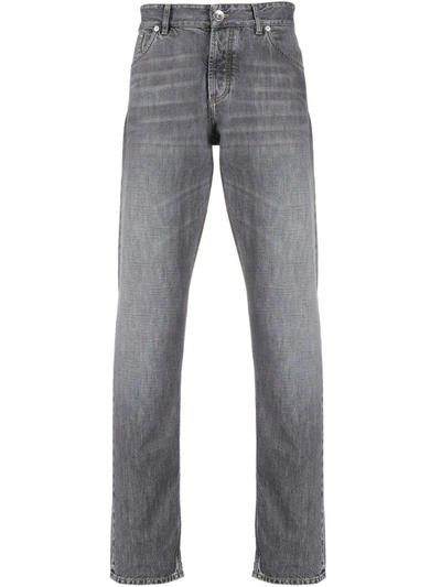 Brunello Cucinelli Stonewash Straight-leg Jeans In Grey