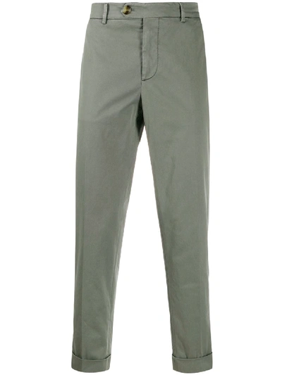 Brunello Cucinelli Slim Fit Tailored Cotton Trousers In Grey