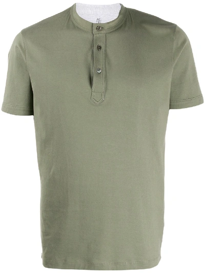 Brunello Cucinelli Plain Henley T-shirt In Green
