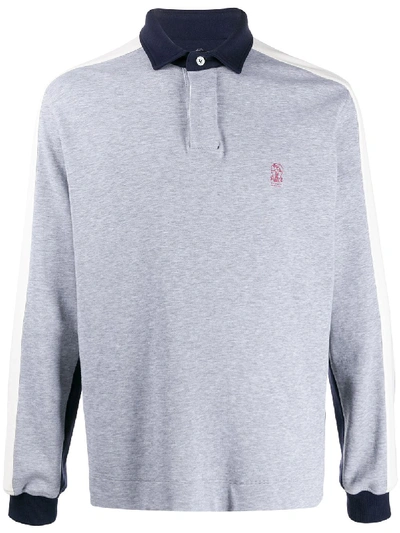 Brunello Cucinelli Contrast Collar Polo Shirt In Grey