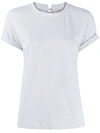 Brunello Cucinelli Monili Collar Round Neck Tee Shirt Clothing In Grey