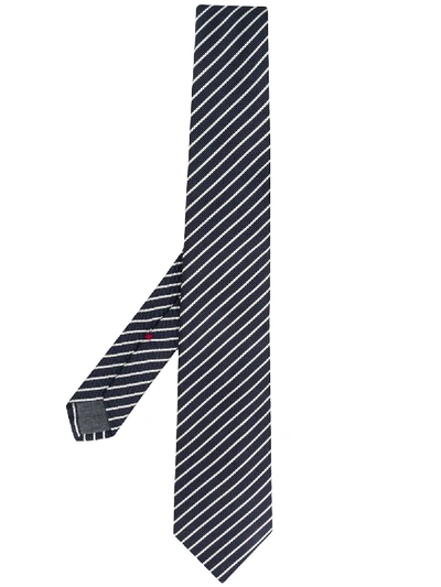Brunello Cucinelli Diagonal Striped Silk Tie In Blue