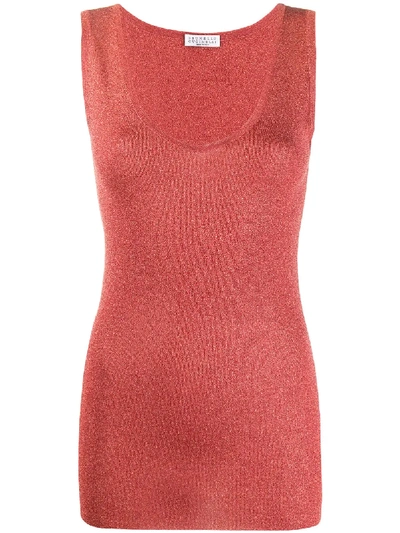 Brunello Cucinelli Metallic Tank Top In Red