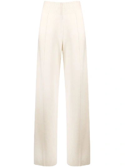 Pringle Of Scotland Wide-leg Knitted Trousers In White