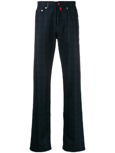 Kiton Straight-leg Check Trousers In Blue