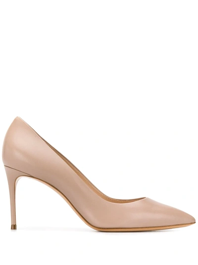 Casadei Pointed Leather Pumps In Neutrals