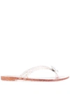 Casadei Embellished Jelly Flip Flops In White