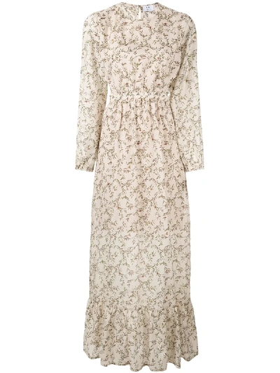 Sir Annalie Leaf Print Dress In Neutrals