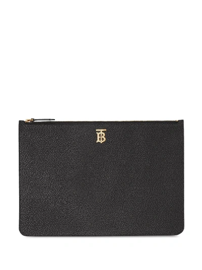 Burberry Monogram Clutch Bag In Black