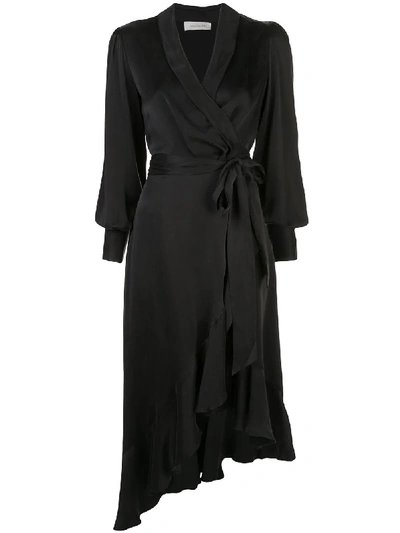 Zimmermann Asymmetric Wrap-style Dress In Black