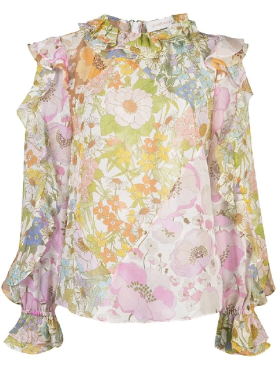 Zimmermann Super Eight Ruffled Blouse In Pink