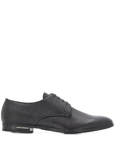 Prada Saffiano Derby Shoes In Black
