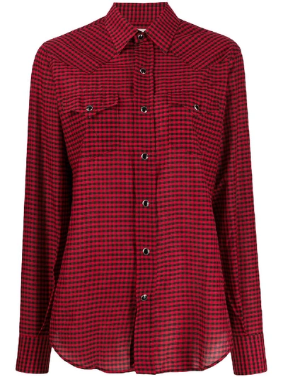 Saint Laurent Gingham Check Shirt In Red