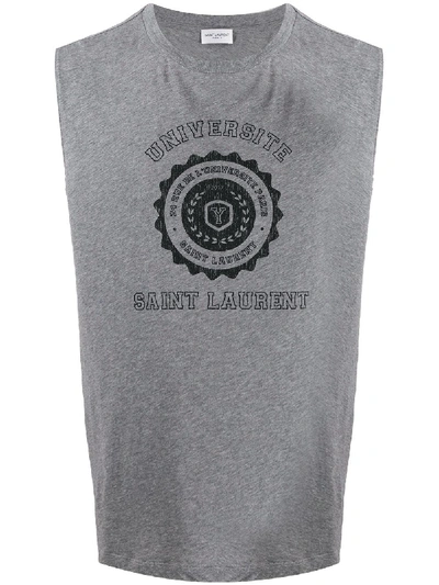 Saint Laurent Université Logo印花坦克背心 In Grey
