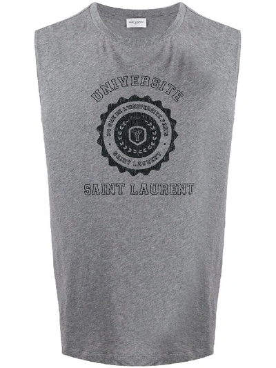 Saint Laurent Université Logo Print Tank Top In Grey