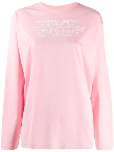 Burberry Location Print Oversized Top In Pink