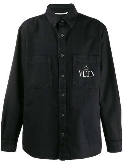 Valentino Vltn Star Printed Shirt In Black