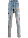 GREG LAUREN LOW SLUNG ZIPPED JEANS