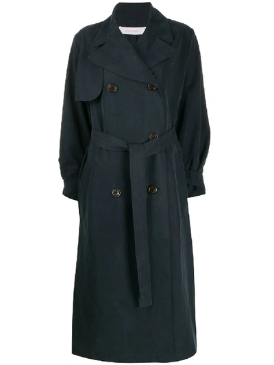 See By Chloé Double Breasted Trench Coat In Blue