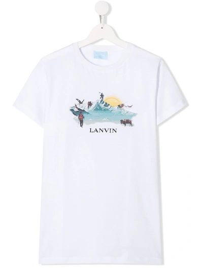 Lanvin Enfant Teen 图案印花t恤 In White