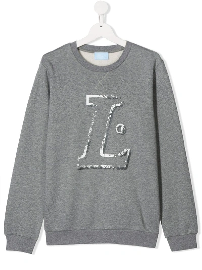 Lanvin Enfant Teen Distressed Logo Sweatshirt In Grey