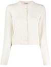 Miu Miu Beaded Cardigan In Neutrals