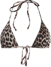 Ganni Leopard-print Triangle Bikini Top In Neutrals