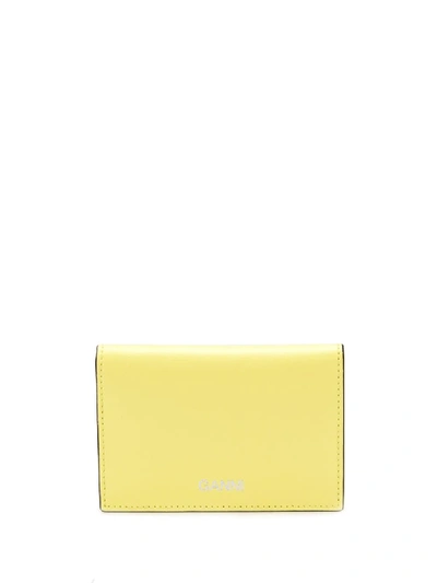 Ganni Textured Leather Clutch In Lemon In Yellow