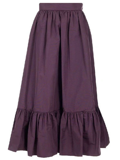 Valentino Gathered-hem Cotton-blend Faille Maxi Skirt In Purple