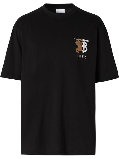 Burberry Contrast Logo Graphic Cotton T Shirt Black