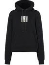 Burberry Junnes Deer Print Oversize Cotton Hoodie In Black