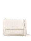 Miu Miu Logo Matelassé Shoulder Bag In Neutrals