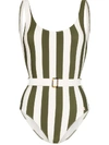 SOLID & STRIPED ANNE MARIE BELTED STRIPED SWIMSUIT