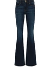 Frame Le Pixie Cropped High-rise Flared Jeans In Blue