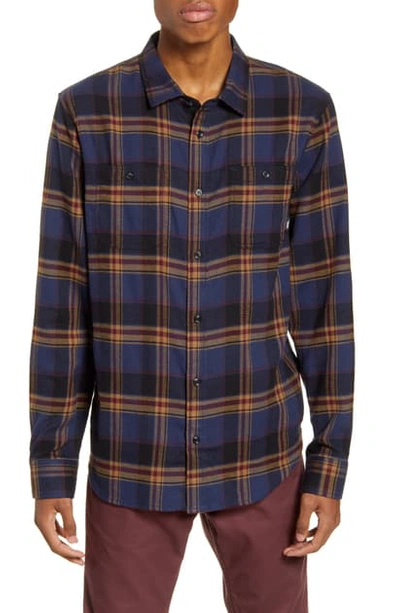Vans Banfield Iii Plaid Button-up Flannel Shirt In Dress Blues/dirt