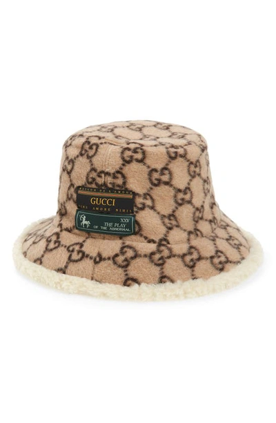 Gucci Gg Wool Blend Bucket Hat In Beige