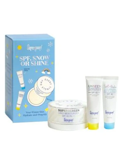 Supergoop Spf Snow Or Shine Your Winter Skin Hydrate & Prep 3-piece Kit