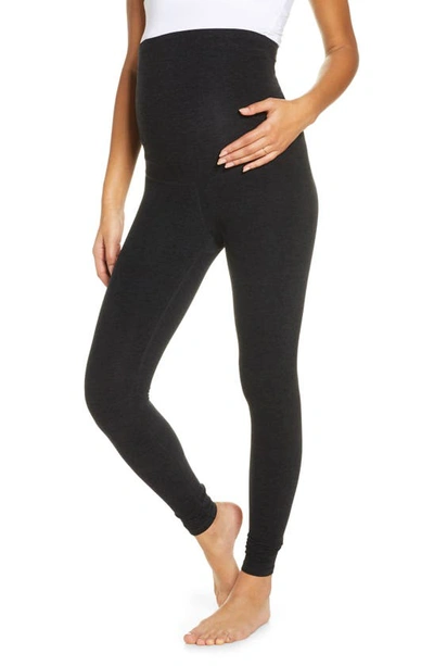 Beyond Yoga Caught In The Midi High-waist Space-dye Leggings In Darkest Night