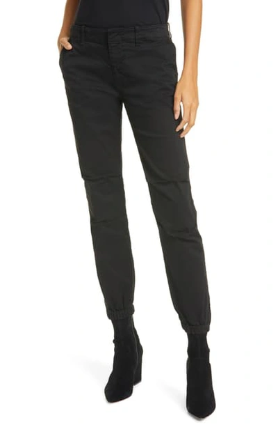 Nili Lotan French Military Stretch-cotton Twill Slim-leg Pants In Jet Black