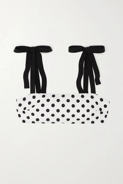 Zimmermann Tie-detailed Polka-dot Bikini Top In Black
