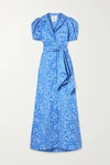 ROSIE ASSOULIN BELTED FLORAL-JACQUARD MAXI DRESS