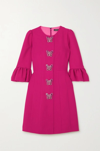Andrew Gn Embellished Cady Mini Dress In Fuchsia
