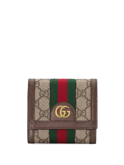 Gucci Ophidia Gg French Flap Wallet In Neutrals