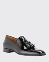 Christian Louboutin Dandelion Tassel Patent Leather Loafers In Black