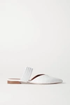 MALONE SOULIERS MAISIE CORD-TRIMMED CROC-EFFECT LEATHER POINT-TOE FLATS
