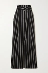 PROENZA SCHOULER BELTED STRIPED WOOL-TWILL WIDE-LEG trousers