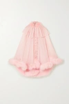 Dolce & Gabbana Feather-embellished Silk-chiffon Cape In Pink