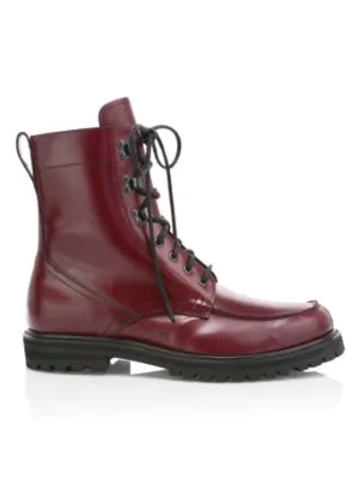 Aquatalia Ira Leather Lace-up Combat Boots In Oxblood