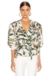 PATBO TROPICAL PRINT BELTED TOP,PTAB-WS20